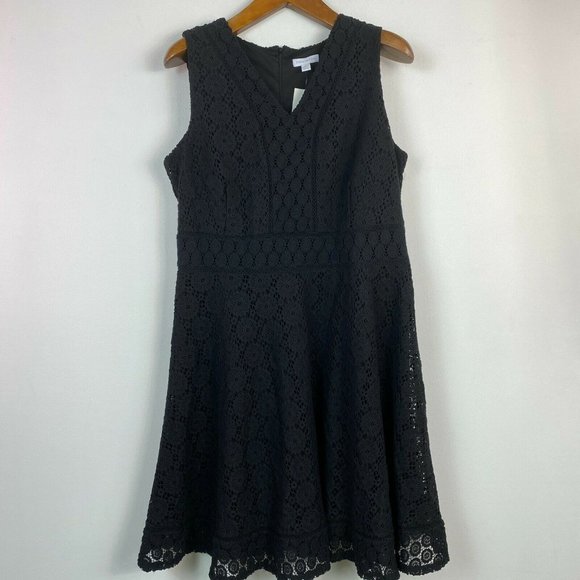 Charter Club 0X Black Lace Fit Flare Dress NWT R81 - Picture 1 of 11